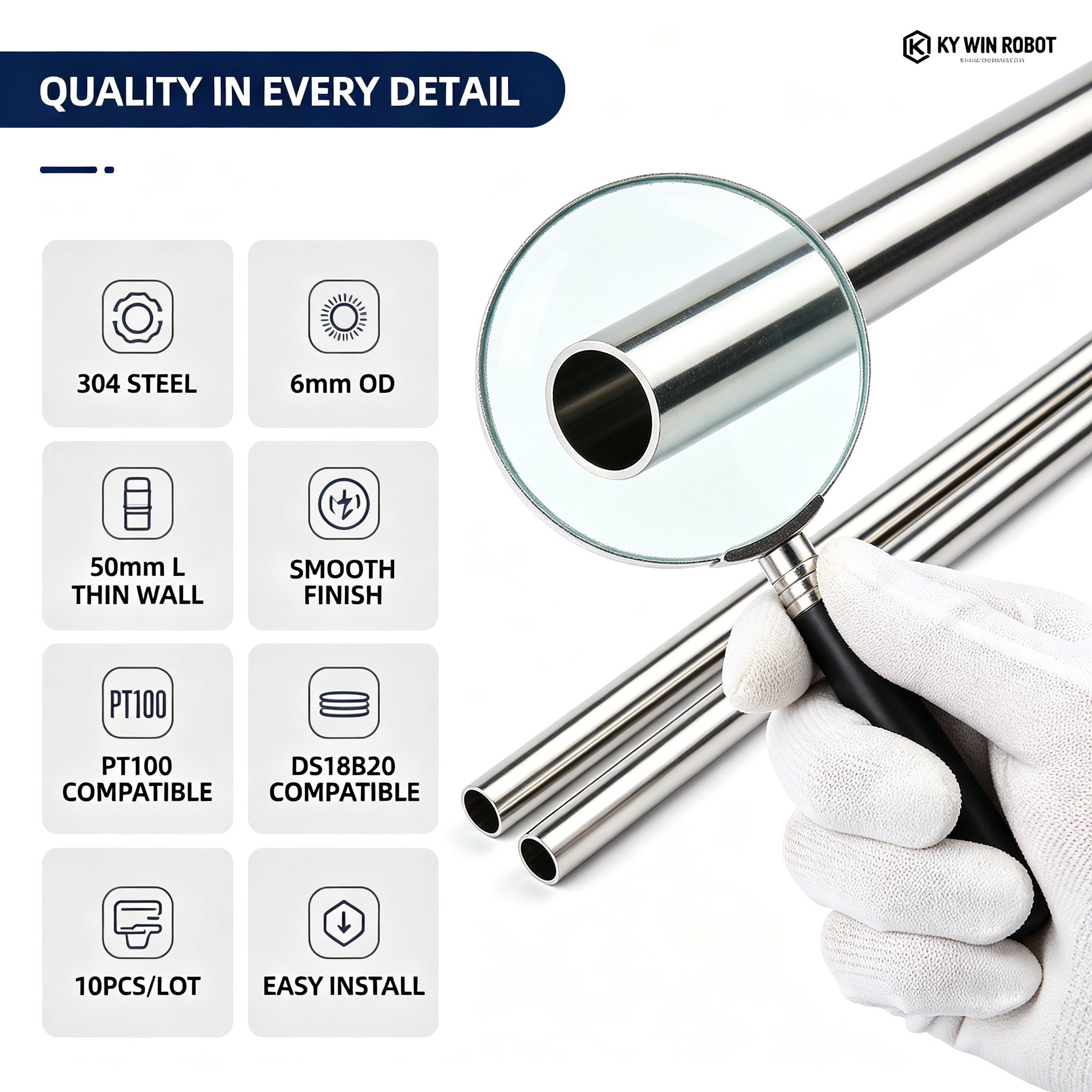 10Pcs 6*50mm Stainless Steel B - Ds18B20 review and price