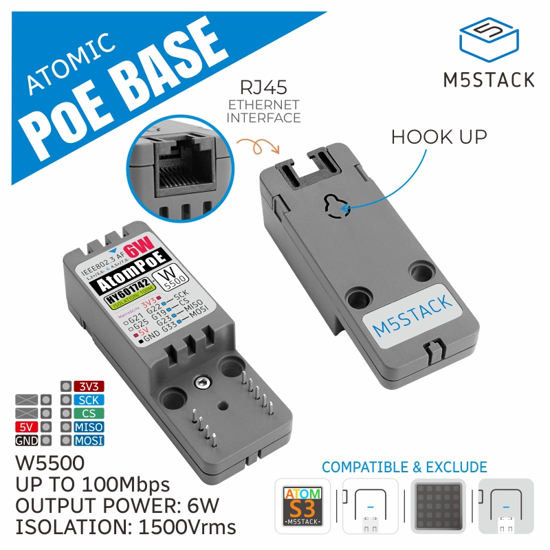 M5Stack Official ATOMIC PoE Ba - Ethernet W5500 review and price